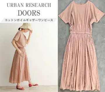 URBAN RESEARCH DOORS 코튼 개더 원피스 M 핑크