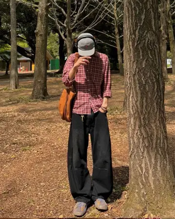 빨흰 체크 플란넬 셔츠 L 사이즈