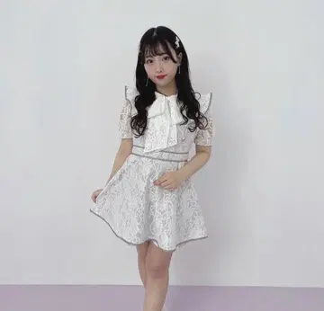 evelyn 레이스 리본 미니 원피스 올인원 반팔 원피스