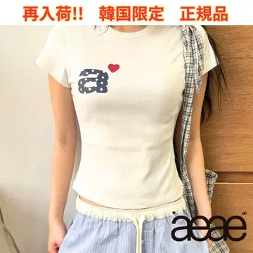 인기 [일본 미입고] aeae 하트 로고 도트 티셔츠 화이트 AE AE