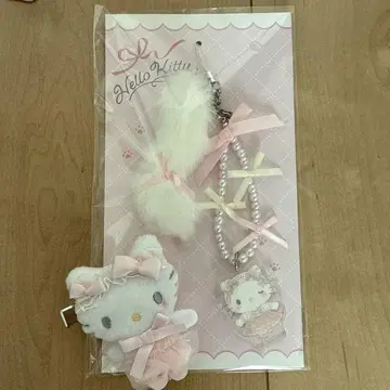 화이트 고양이 발레리나 키티 스트랩 헤어 클립