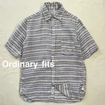 Ordinary fits 반팔 고급 리투아니아 린넨 셔츠 보더