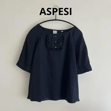 ASPESI 아스펜지 린넨 블라우스 반팔 네이비