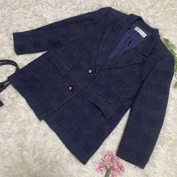 지방시 테일러드 자켓 네이비 체크 블랙 골드 버튼 15 2XL 사이즈
