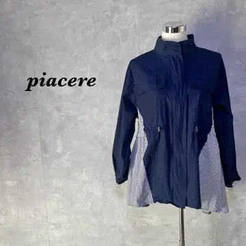 piacere 자켓 이종 소재 스트라이프 드로 코드 네이비 3681