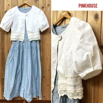 PINKHOUSE 핑크하우스 반팔 코튼 볼레로 면 레이스