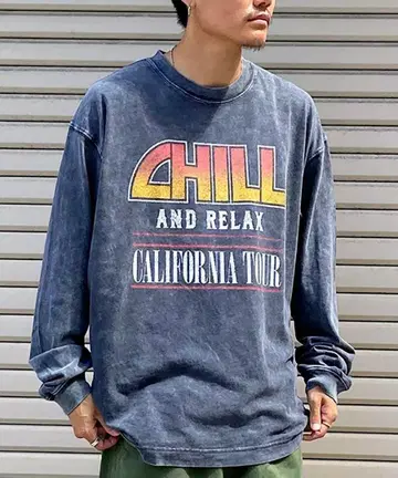 CHILLAX 롱 T 긴팔 롱 슬리브 티셔츠 빈티지풍 XL
