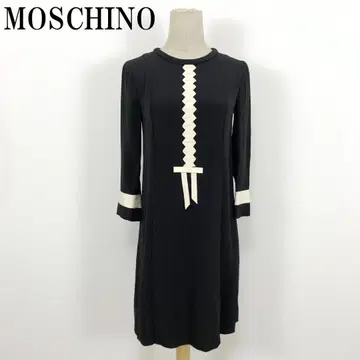 LA6761 모스키노 실크 긴팔 롱 플레어 원피스 블랙 XS