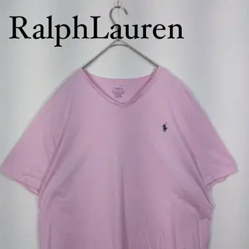 Ralph Lauren 핑크 V넥 티셔츠 커스텀 슬림 핏