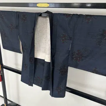 본고장 오시마 명주 겉옷 순수 실크 가로 쌍 멋진 꽃 가스리 U-5706