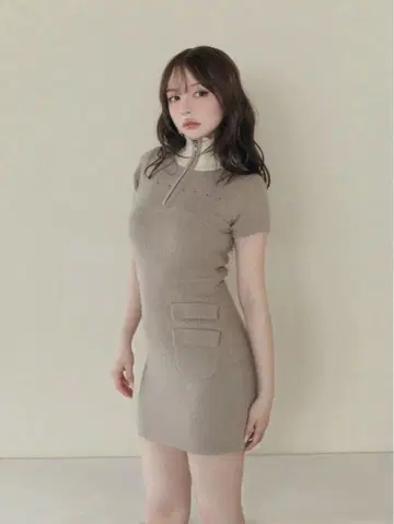ANDMARY Leila 니트 미니 드레스 베이지