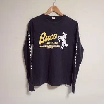 부코 BUCO 롱 슬리브 티셔츠 롱 T 로고 프린트 리얼 맥코이