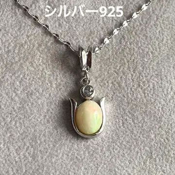 실버 SV925 오팔 목걸이 실버 슬라이드 조절 체인