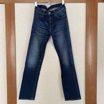 MUJI 블루 스트레이트 청바지 페이드 가공