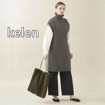 케렌 kelen 니트 베스트 롱 그레이 여성용 S 헐렁한