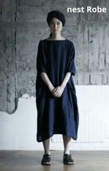 nest Robe 네프 린넨 돌먼 오버 원피스 네이비