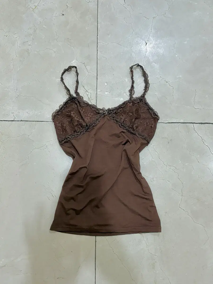 Liz Lisa Chocolate Brown Lace Ribbon Tank Top (Himegyaru Lattegyaru Grunge Fairy)
