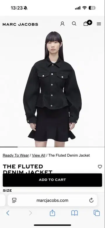 Marc Jacobs 플루티드 데님 자켓 M 블랙