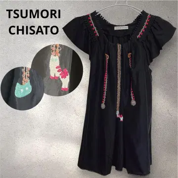 TSUMORI CHISATO 츠모리치사토 자수 블라우스 튜닉 고양이