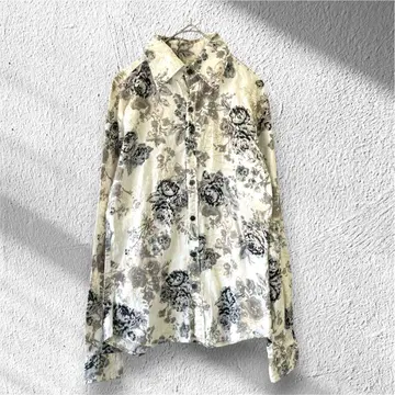 agate 남성용 긴팔 셔츠 장미 무늬 골드 [M]
