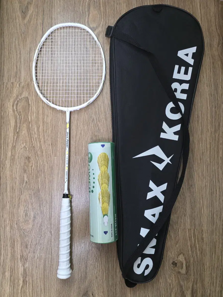 Badminton racket, shuttlecock