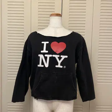 I love ny 오프숄더 후드티 빈티지 해외 구제 의류