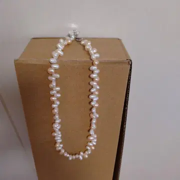 담수 진주 목걸이 화이트 핑크 약 20cm