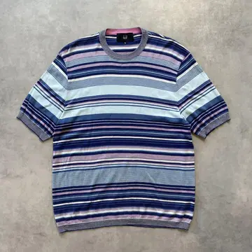 이탈리아제 dunhill 멀티 보더 티셔츠 M 무드 컬러 배색