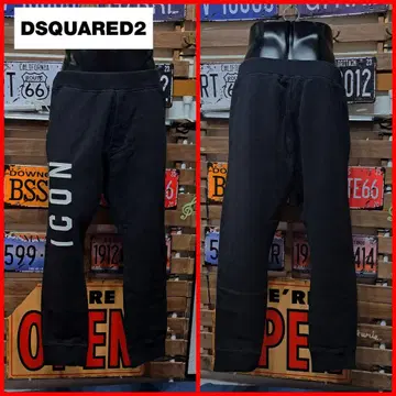 Dsquared2 ICON 로고 프린트 속기모 스웨트 팬츠 L BK