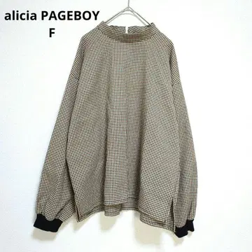 alicia PAGEBOY 긴팔 상의 체크 무늬 오버 사이즈 브라운 F
