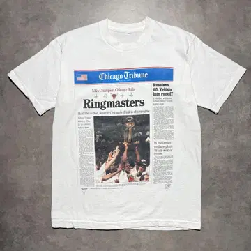 90s NBA BULLS 뉴스 페이퍼 티셔츠 M 사이즈 빈티지