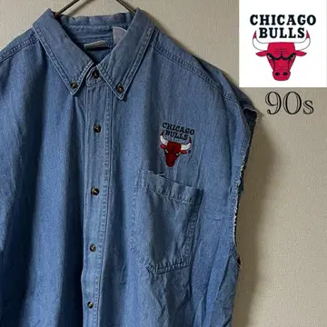 90s TRUE-FAN/NBA CHICAGO BULLS 데님 셔츠/L