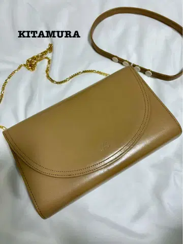 KITAMURA 베이지 숄더백 체인 가죽