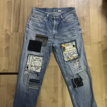 구제 의류 리바이스 550 패치워크 데님 W34 L32 새상품급 미키