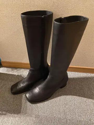 컨디션 최상 Pitti 블랙 롱 부츠 힐 심플 스퀘어토 피티