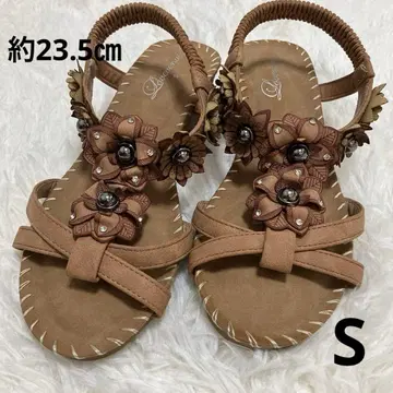 꽃 장식 베이지 컴포트 샌들 여성용 샌들 S 사이즈 23.5cm