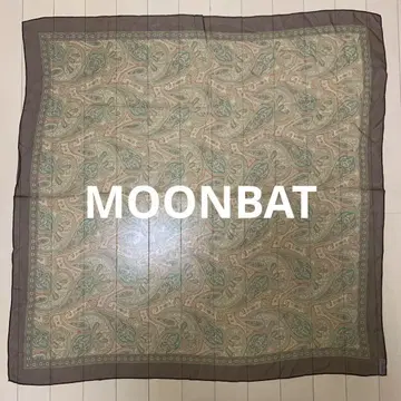 새상품급 MOONBAT 실크 스카프 대형 올 패턴 페이즐리 무늬 브라운