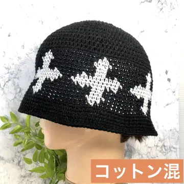봄/여름 블랙 크러셔 모자 크로셰 모자 버킷햇 코튼 크로스 구제 의류
