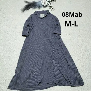 08mab 인디고 염색 스트라이프 셔츠 원피스 08맵 ML