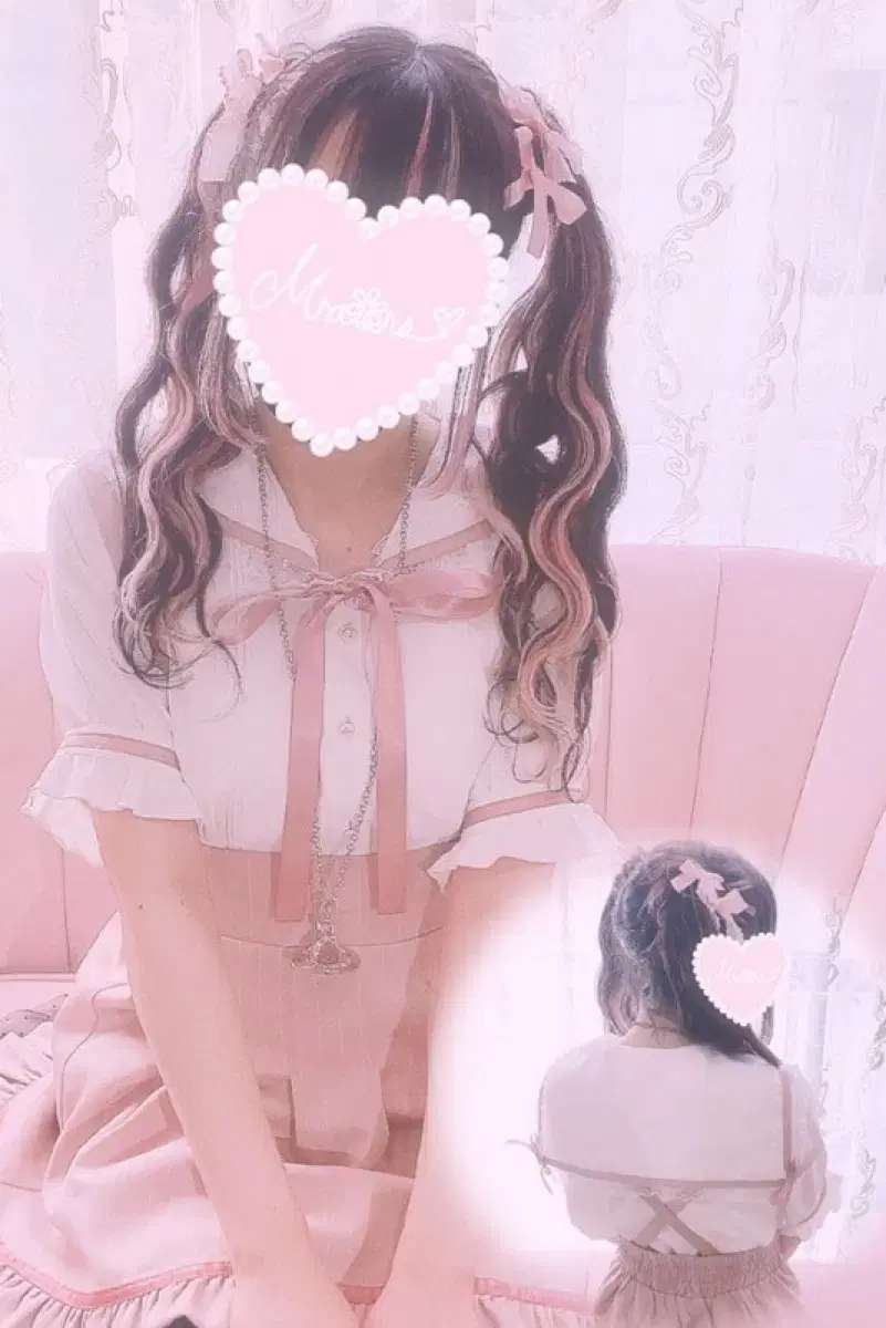 Mars Back Ribbon Sailor Blouse Pink