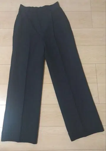 네이비 와이드 팬츠 센터 프레스