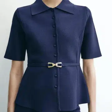 미사용 새상품 자라 zara 페플럼 니트 무지 니트 벨트 자켓