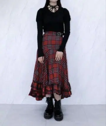 jouetie 크레이지 체크 플레어 스커트