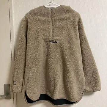휠라 플리스 자켓 베이지 후드 부착
