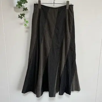 adupe 데님 절개 머메이드 롱 스커트 플레어