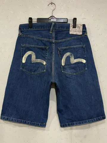 에비수 에비수 LOT2001 카모메 페인트 하프 숏 데님 팬츠