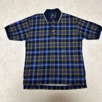DOCKERS 네이비/그린 체크 피케 셔츠 USA제