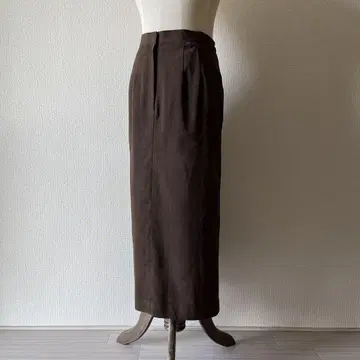 브라운 타이트 롱 스커트