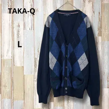 TAKA-Q 가디건 아가일 무늬 긴팔 V넥 얇은 소재 L 냉방병 예방