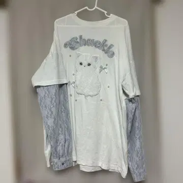 ankrouge 고양이 자수 긴팔 티셔츠